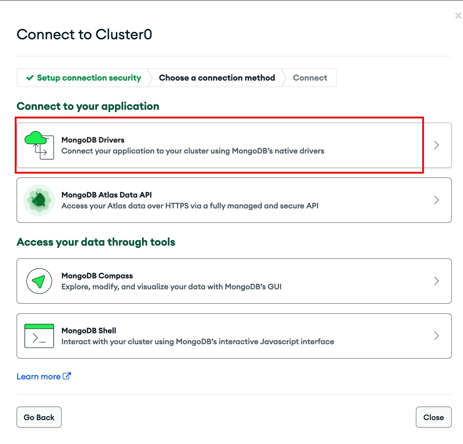 点击 MongoDB Drivers